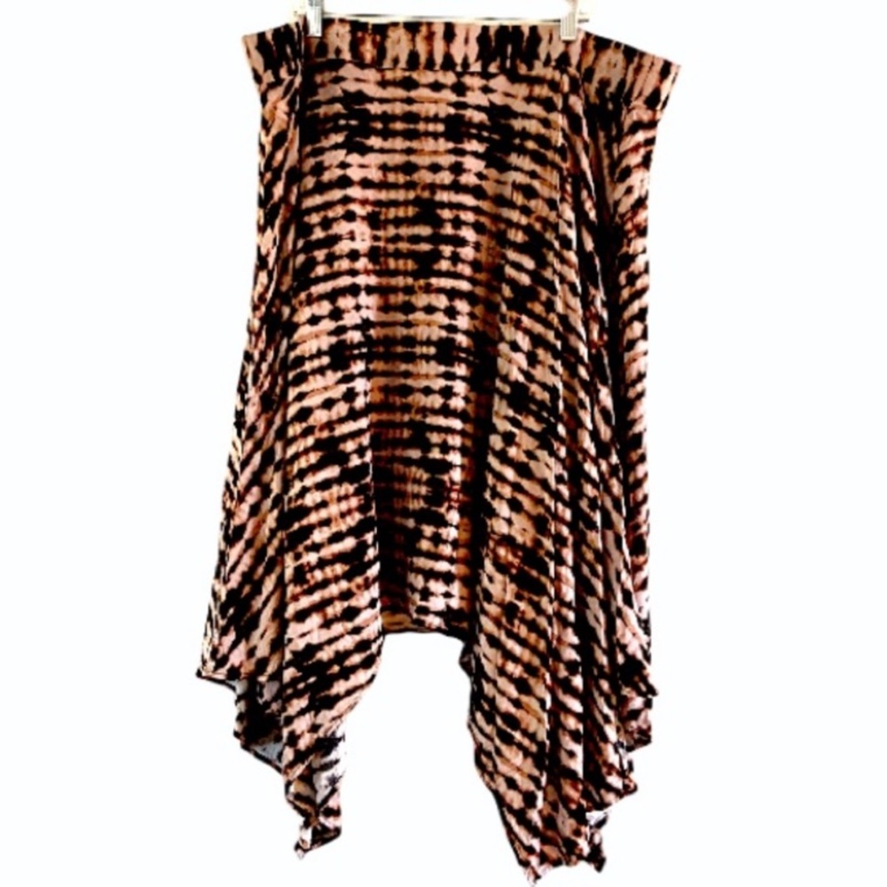torrid Brown Black and Pink Tie-Dye Handkerchief Hem Skirt